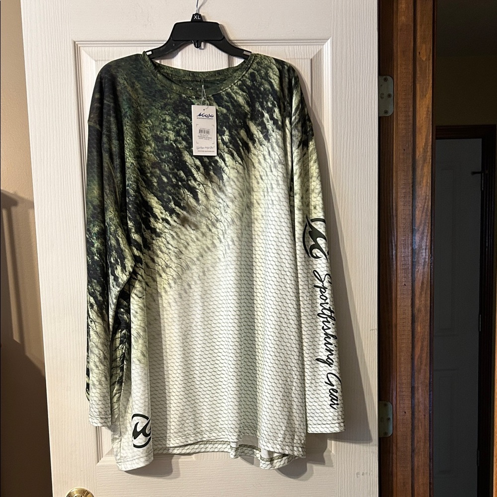 Mojo Man's Green and Black Long Sleeve Fishing Shirt 3XL
